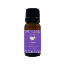 Load image into Gallery viewer, Essence Planet Clary Sage Essential Oil 10 mL 0.33 fl in a brown amber glass bottle with euro dropper