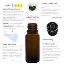 Load image into Gallery viewer, Elegantly designed vertical euro dropper amber glass bottle, Perfect for essential oils, precise dropping speed