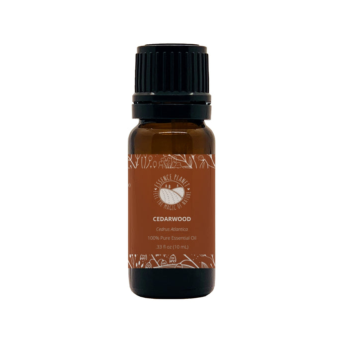Essence Planet Cedarwood Essential Oil 10 mL 0.33 fl in a brown amber glass bottle with euro dropper