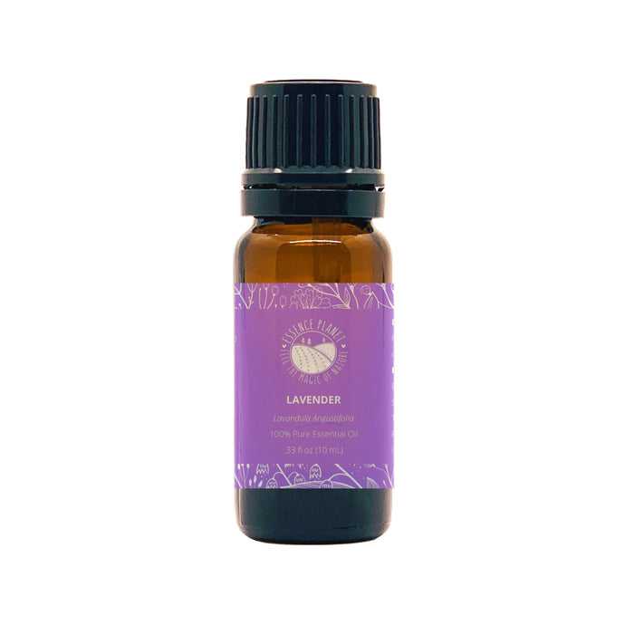 Essence Planet Lavender Essential Oil 10 mL 0.33 fl in a brown amber glass bottle with euro dropper