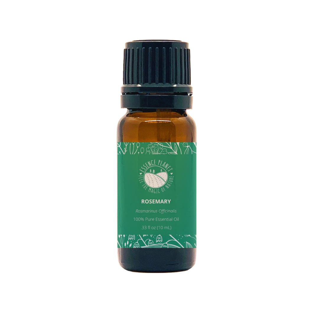 Essence Planet Rosemary Essential Oil 10 mL 0.33 fl in a brown amber glass bottle with euro dropper